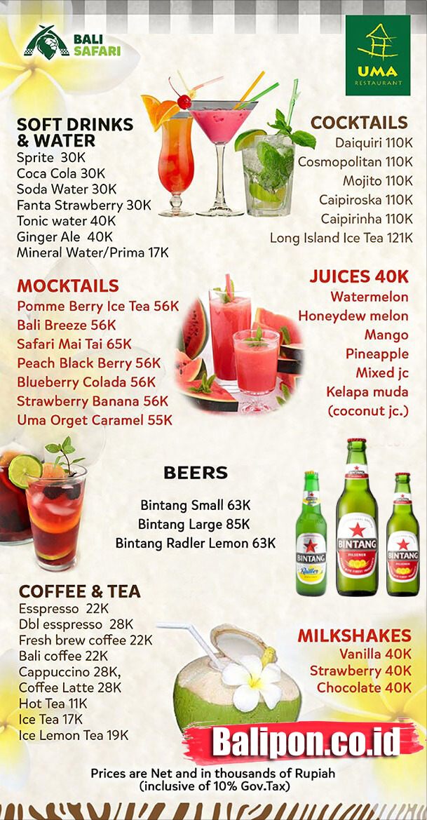 Harga Makanan di Bali Safari Park