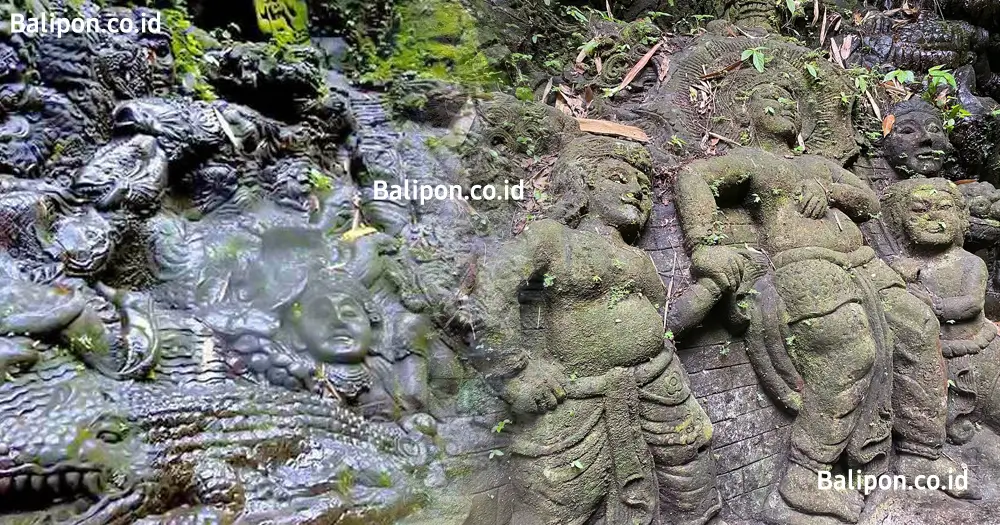 Relief Ramayana - ukiran batu di sepanjang dinding sungai Ayung